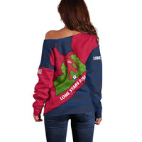 Liberia Lone Stars Rise Football Off Shoulder Sweater with Map Graphic and National Flag Design