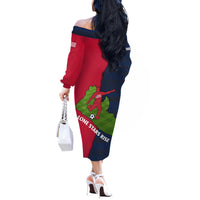 Liberia Lone Stars Rise Football Off The Shoulder Long Sleeve Dress with Map Graphic and National Flag Design