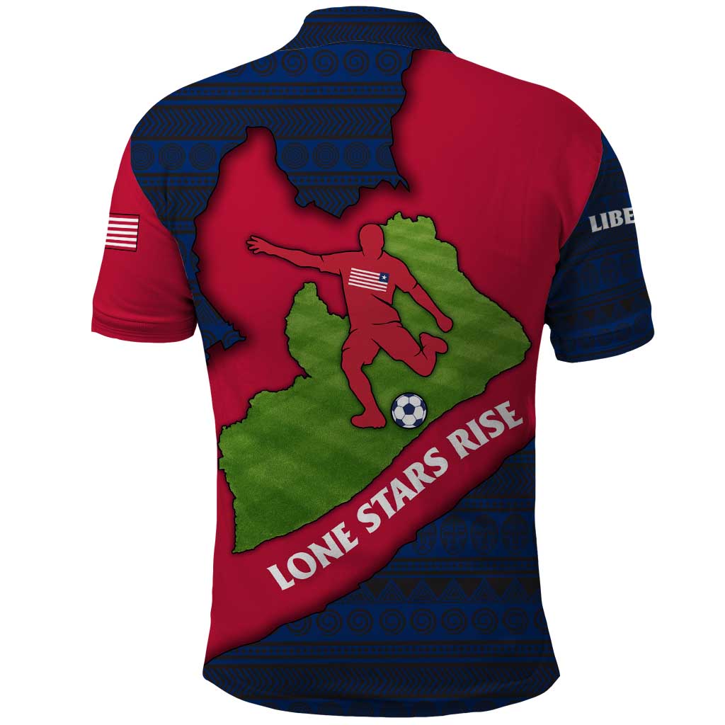 Liberia Lone Stars Rise Football Polo Shirt with Map Graphic and National Flag Design