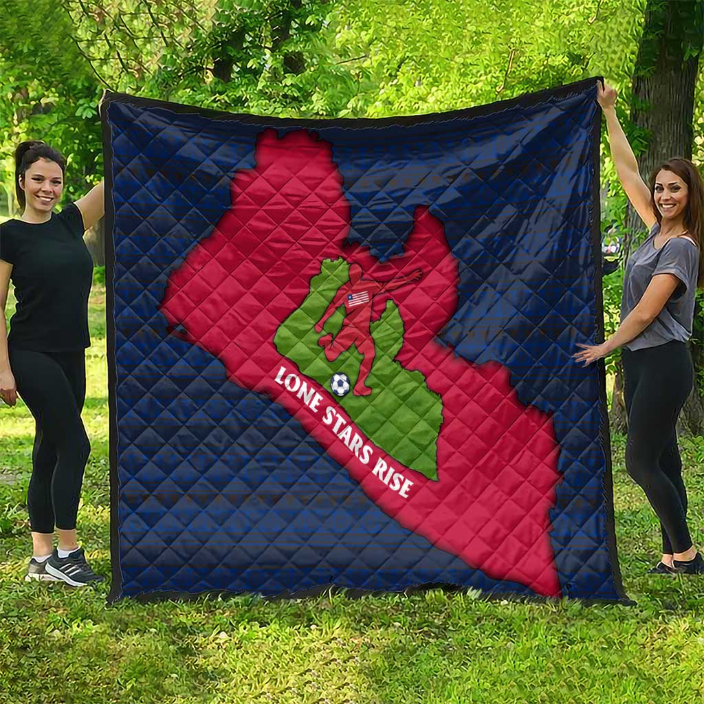 Liberia Lone Stars Rise Football Quilt with Map Graphic and National Flag Design