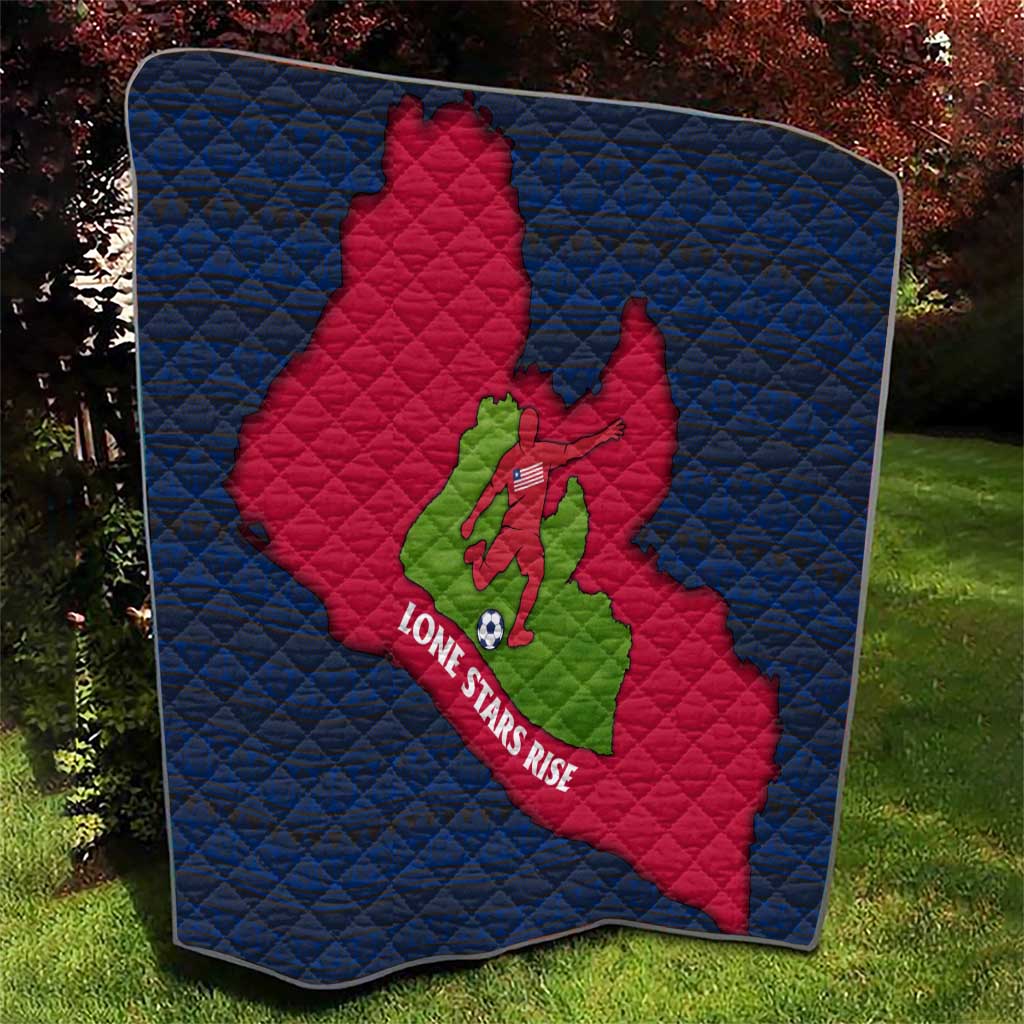 Liberia Lone Stars Rise Football Quilt with Map Graphic and National Flag Design