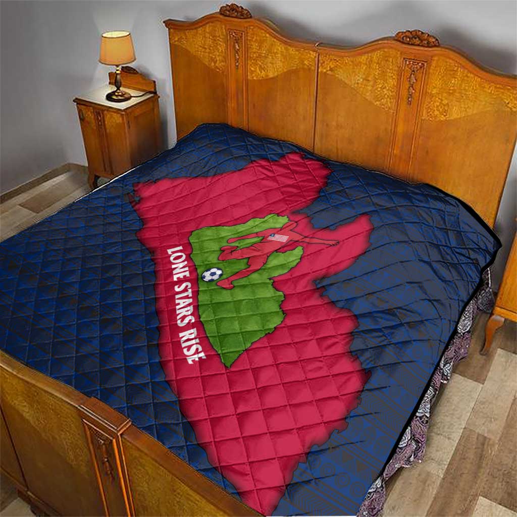 Liberia Lone Stars Rise Football Quilt with Map Graphic and National Flag Design