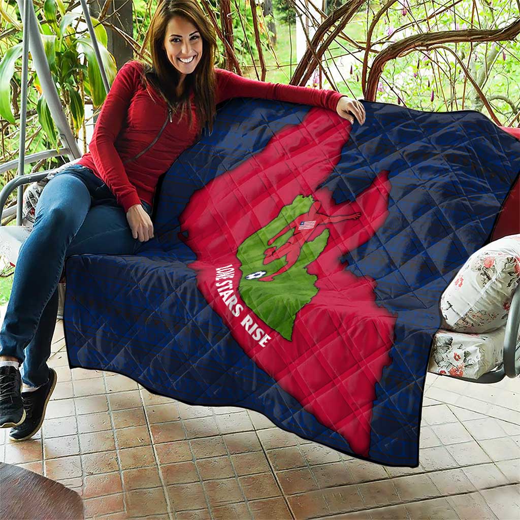 Liberia Lone Stars Rise Football Quilt with Map Graphic and National Flag Design