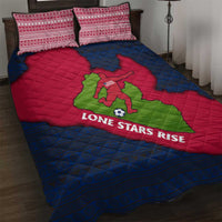 Liberia Lone Stars Rise Football Quilt Bed Set with Map Graphic and National Flag Design
