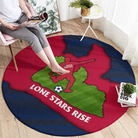 Liberia Lone Stars Rise Football Round Carpet with Map Graphic and National Flag Design