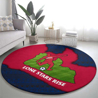Liberia Lone Stars Rise Football Round Carpet with Map Graphic and National Flag Design