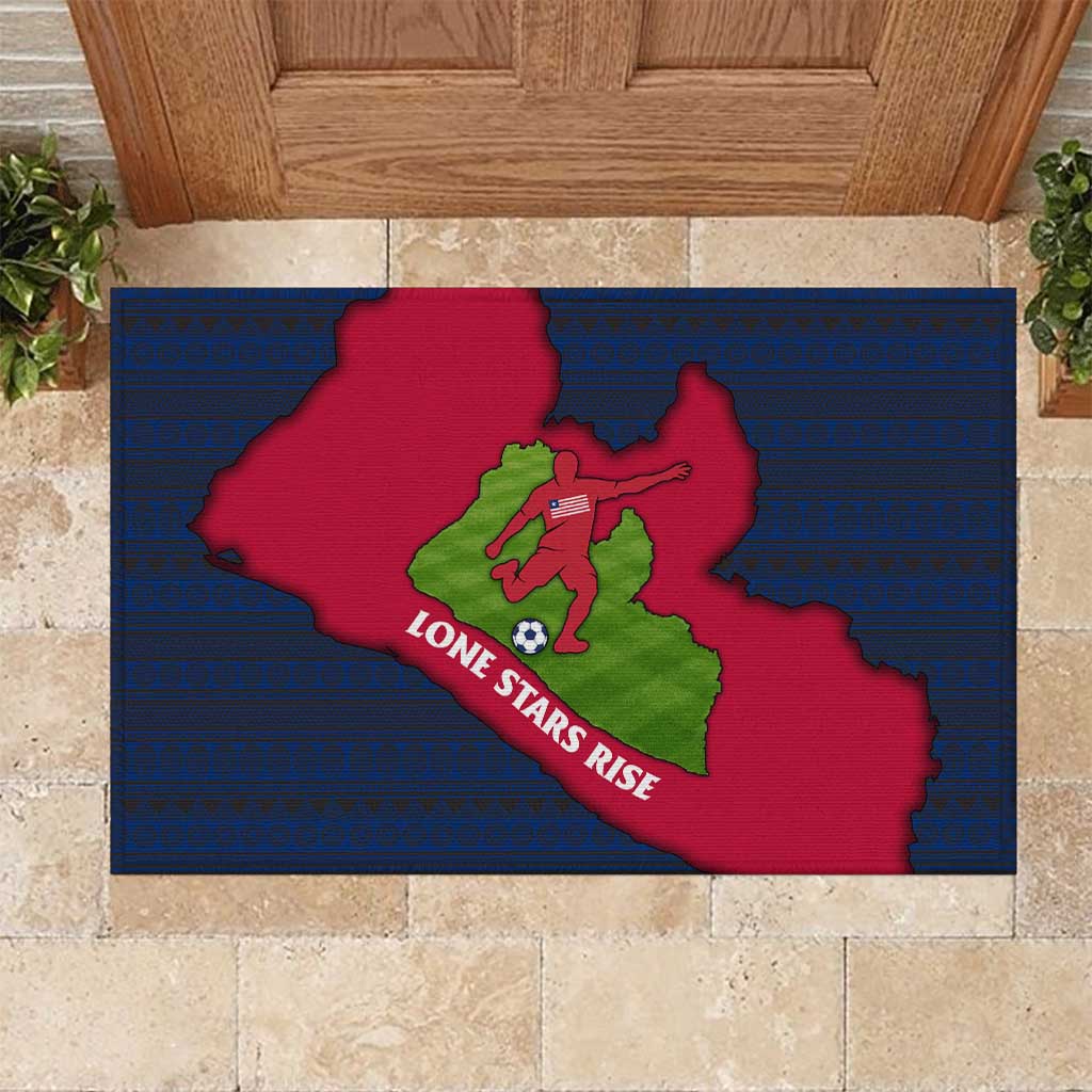 Liberia Lone Stars Rise Football Rubber Doormat with Map Graphic and National Flag Design