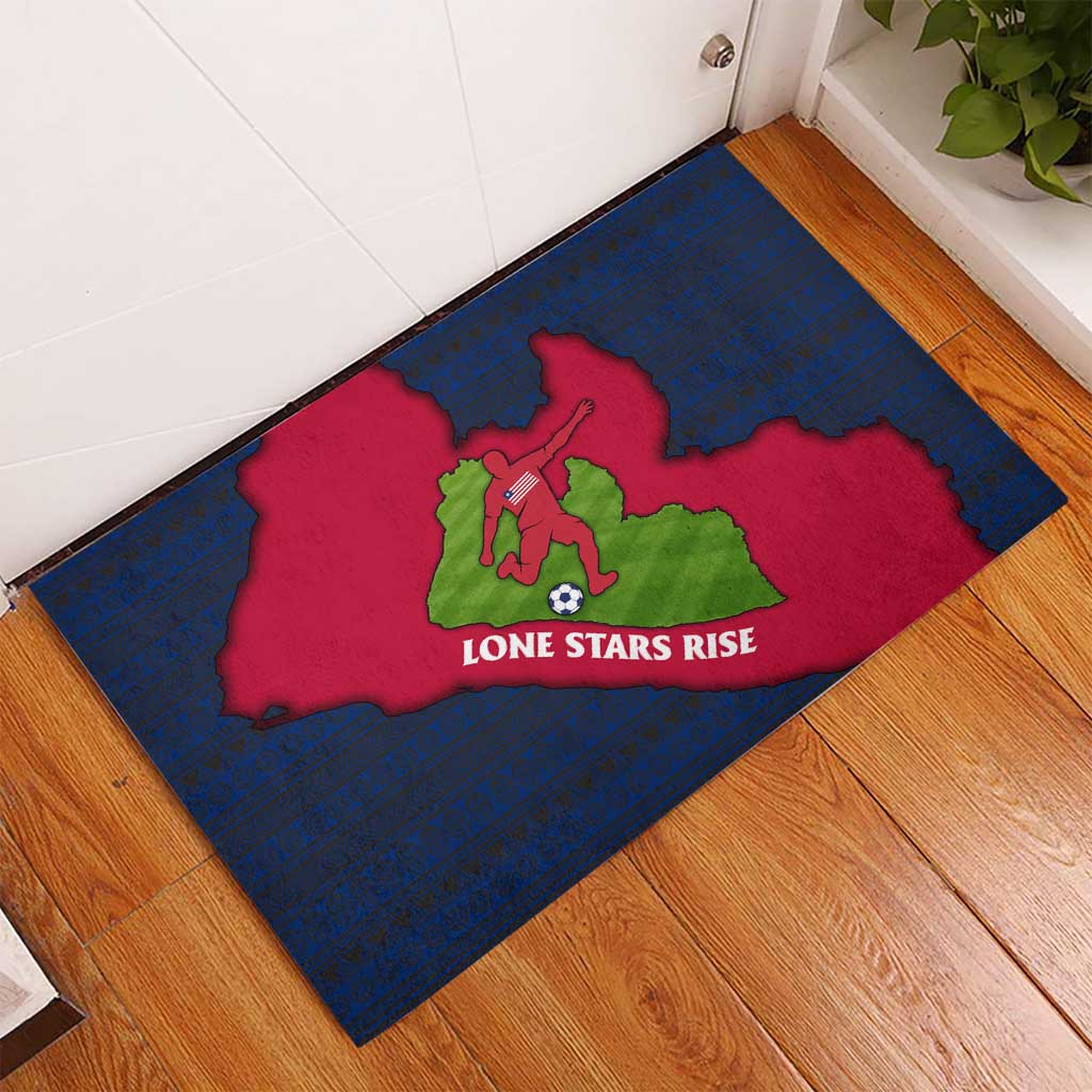 Liberia Lone Stars Rise Football Rubber Doormat with Map Graphic and National Flag Design