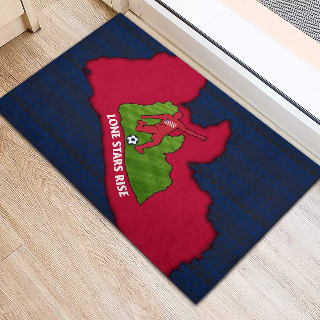 Liberia Lone Stars Rise Football Rubber Doormat with Map Graphic and National Flag Design