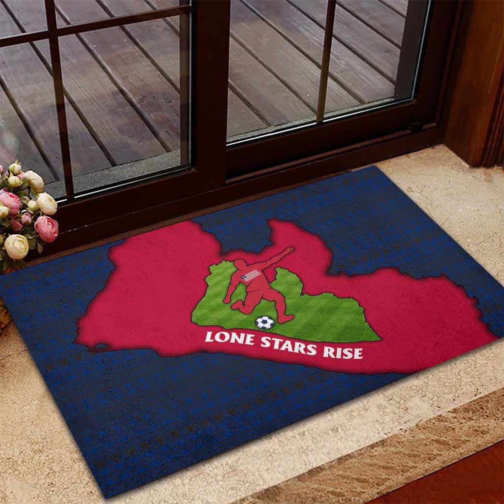 Liberia Lone Stars Rise Football Rubber Doormat with Map Graphic and National Flag Design