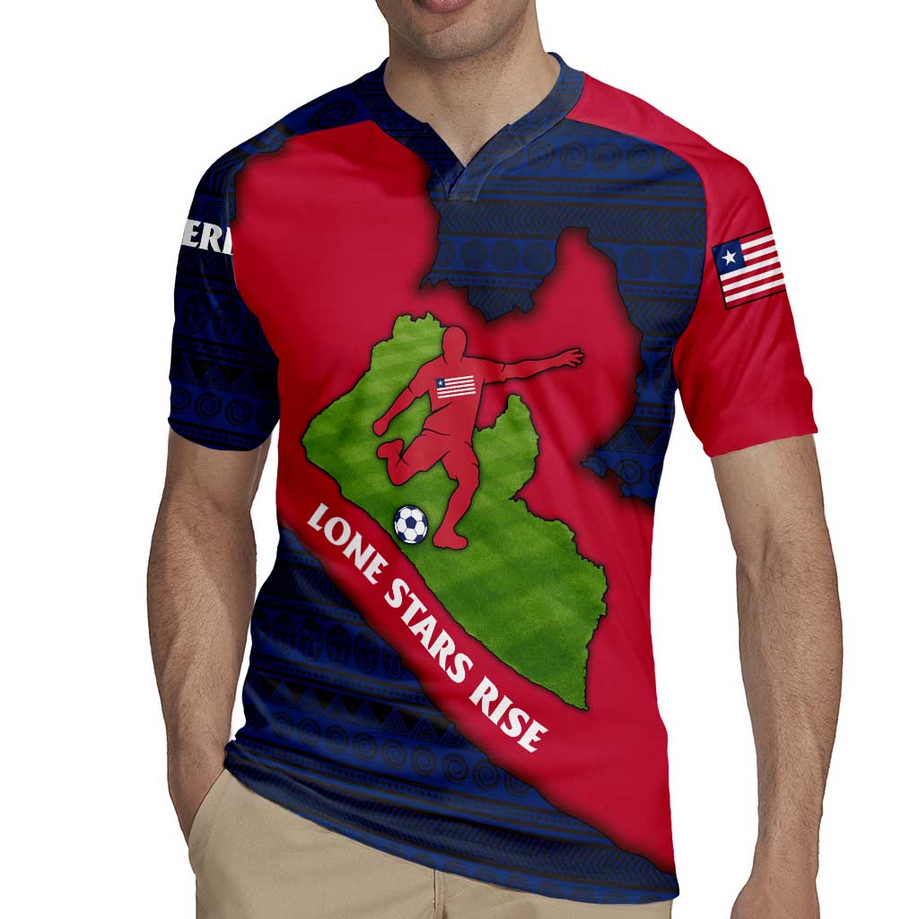 Liberia Lone Stars Rise Football Rugby Jersey with Map Graphic and National Flag Design