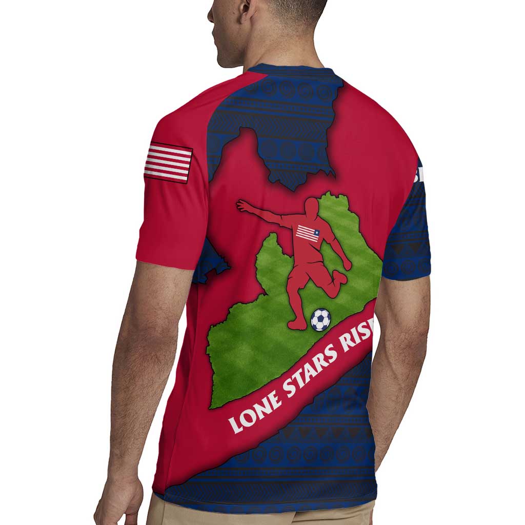 Liberia Lone Stars Rise Football Rugby Jersey with Map Graphic and National Flag Design