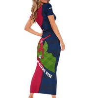 Liberia Lone Stars Rise Football Short Sleeve Bodycon Dress with Map Graphic and National Flag Design