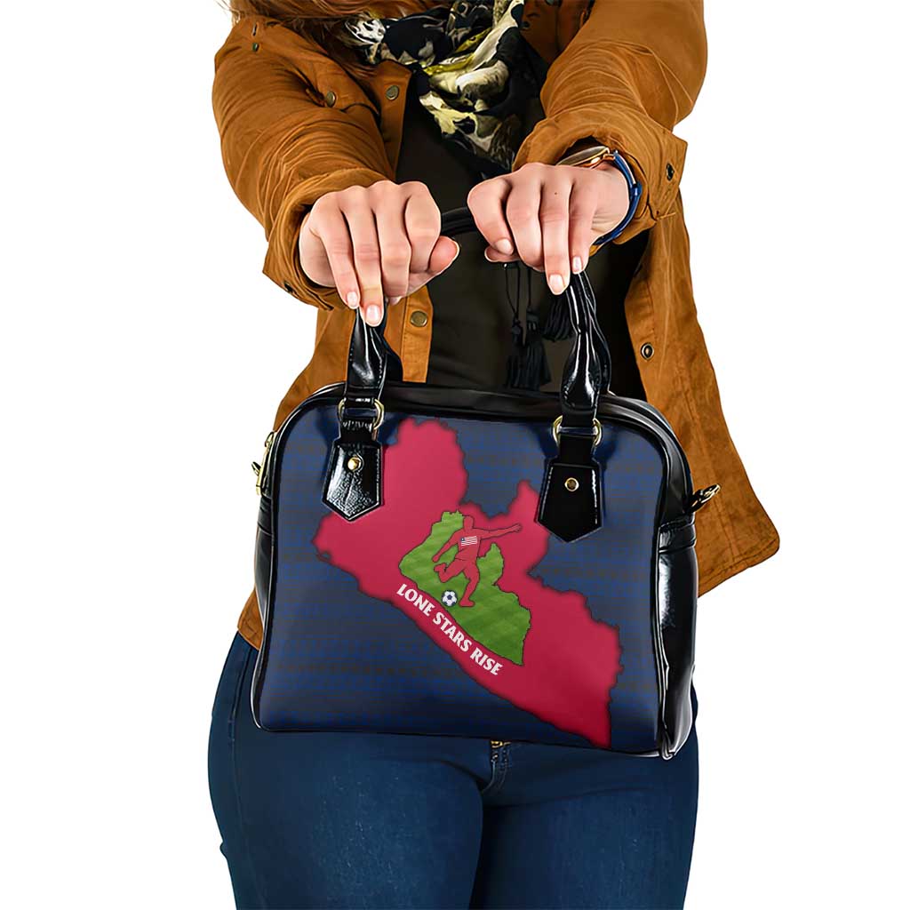 Liberia Lone Stars Rise Football Shoulder Handbag with Map Graphic and National Flag Design