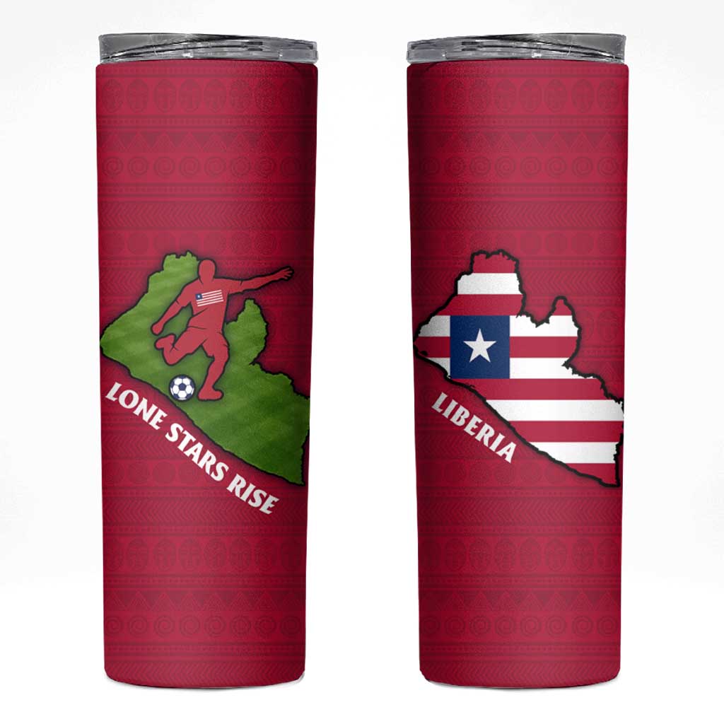 Liberia Lone Stars Rise Football Skinny Tumbler with Map Graphic and National Flag Design