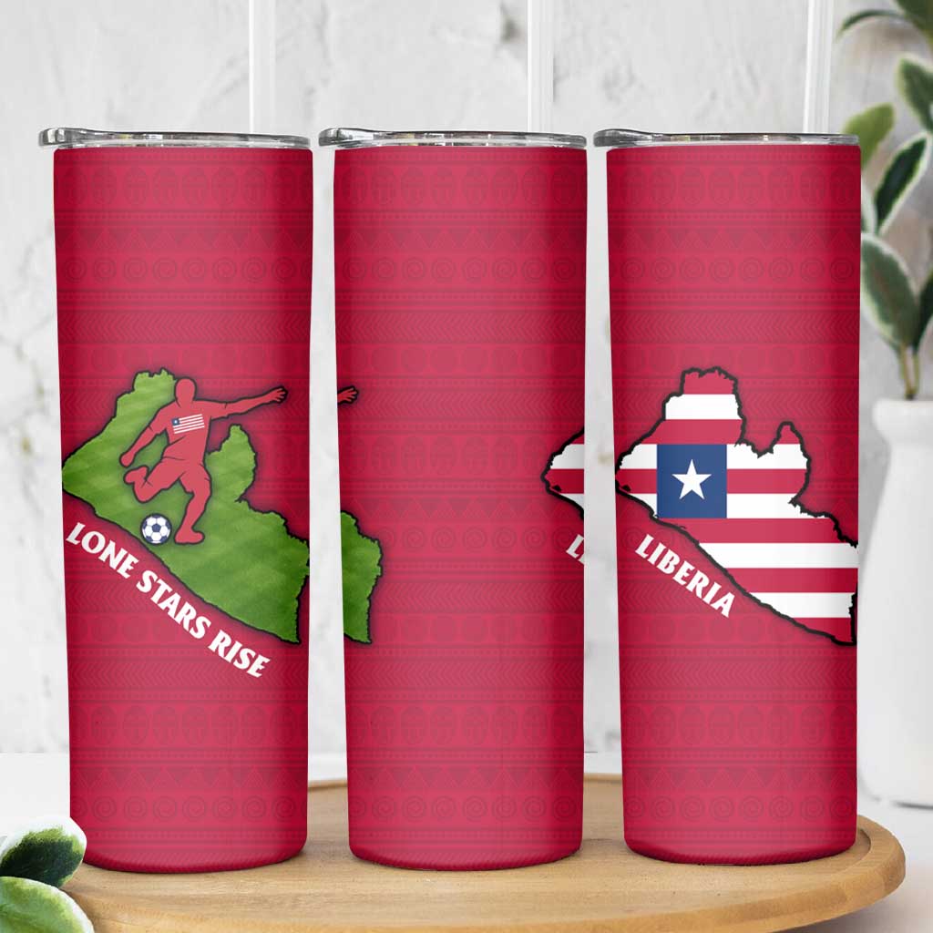 Liberia Lone Stars Rise Football Skinny Tumbler with Map Graphic and National Flag Design
