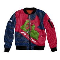 Liberia Lone Stars Rise Football Sleeve Zip Bomber Jacket with Map Graphic and National Flag Design