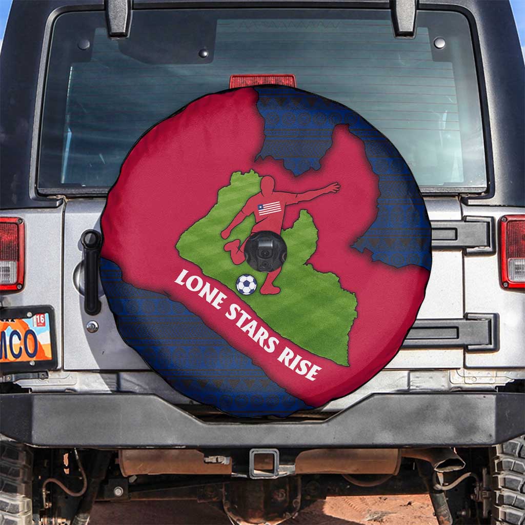 Liberia Lone Stars Rise Football Spare Tire Cover with Map Graphic and National Flag Design