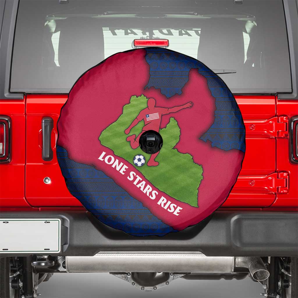 Liberia Lone Stars Rise Football Spare Tire Cover with Map Graphic and National Flag Design