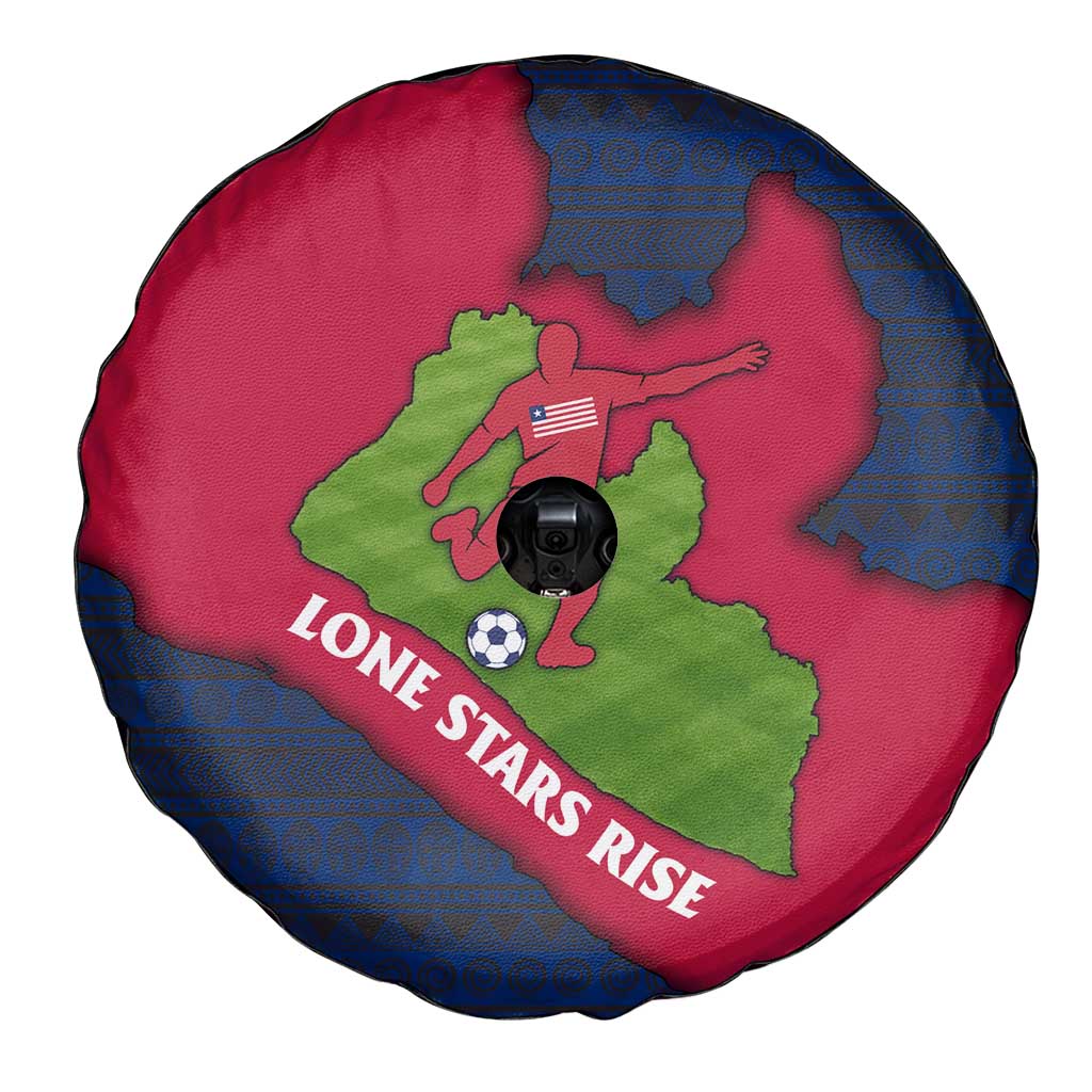 Liberia Lone Stars Rise Football Spare Tire Cover with Map Graphic and National Flag Design