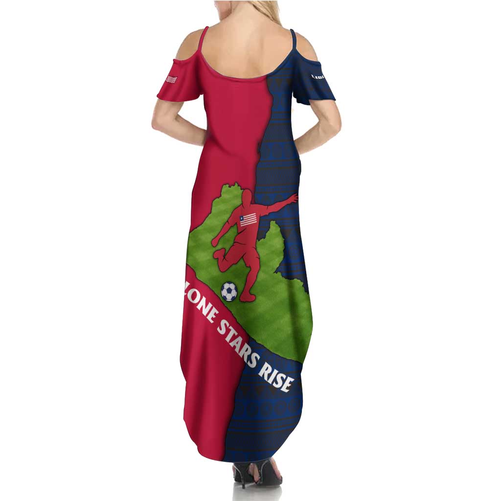 Liberia Lone Stars Rise Football Summer Maxi Dress with Map Graphic and National Flag Design