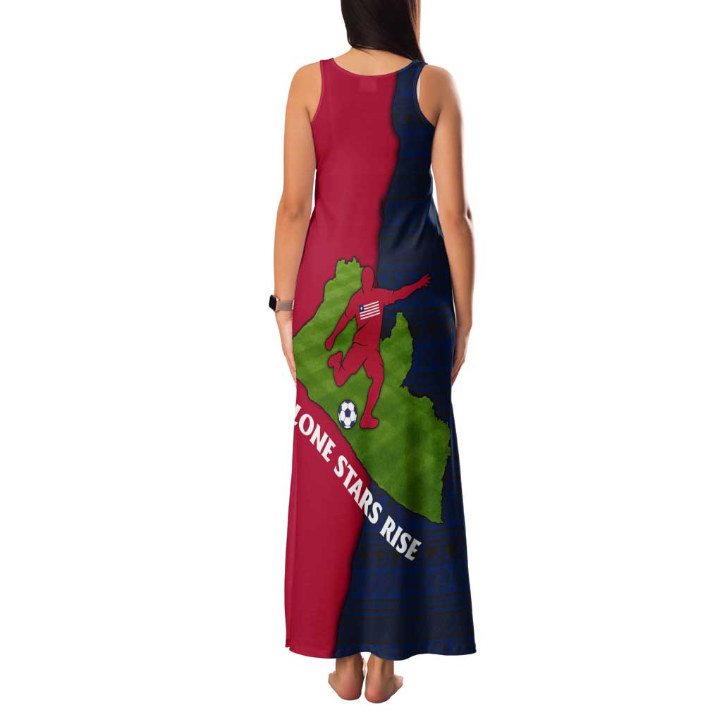 Liberia Lone Stars Rise Football Tank Maxi Dress with Map Graphic and National Flag Design