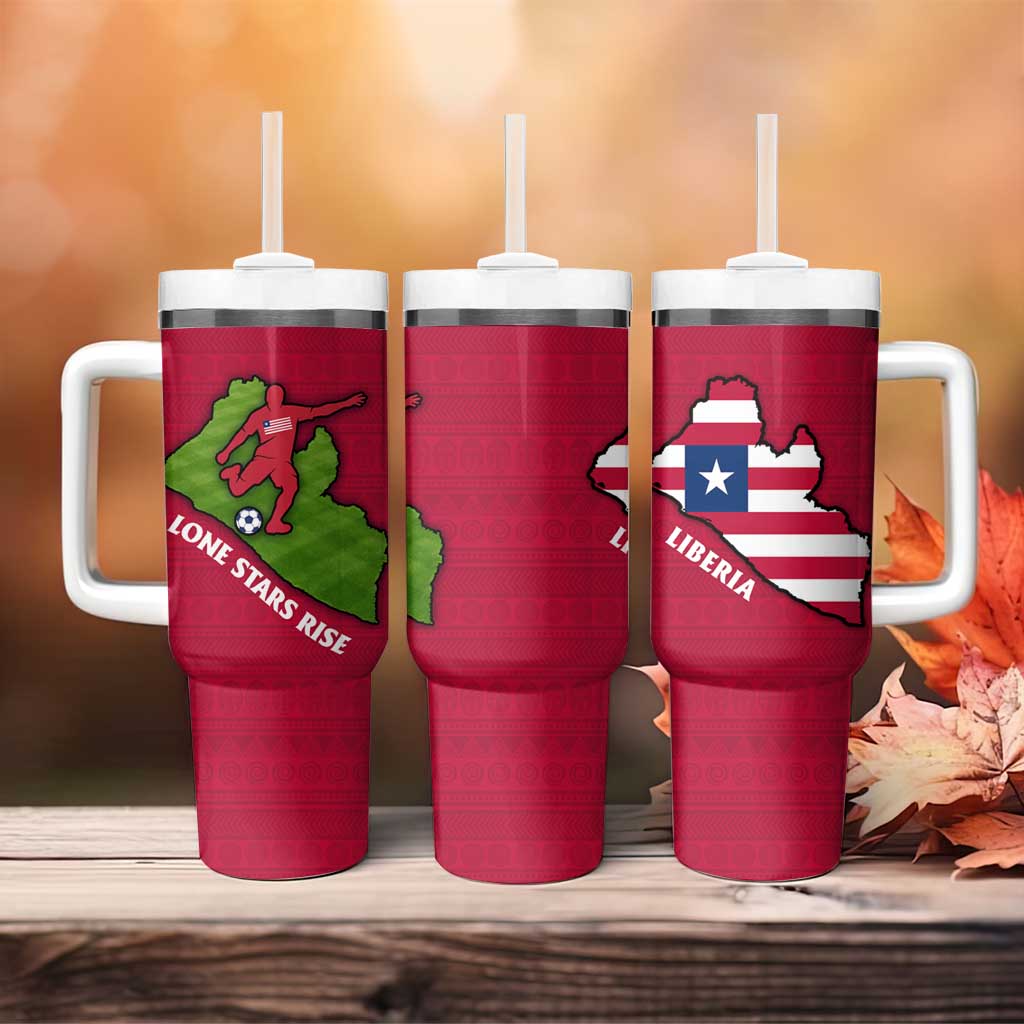 Liberia Lone Stars Rise Football Tumbler With Handle with Map Graphic and National Flag Design