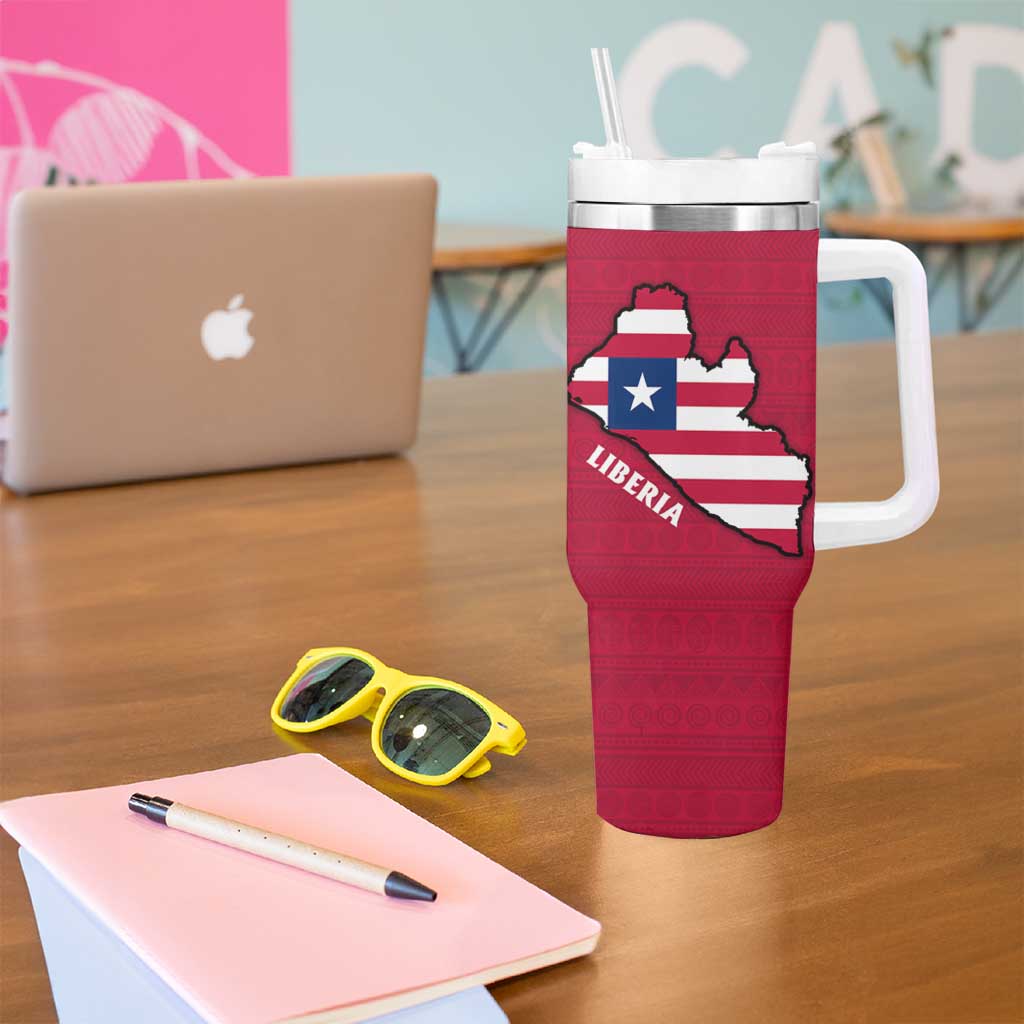 Liberia Lone Stars Rise Football Tumbler With Handle with Map Graphic and National Flag Design