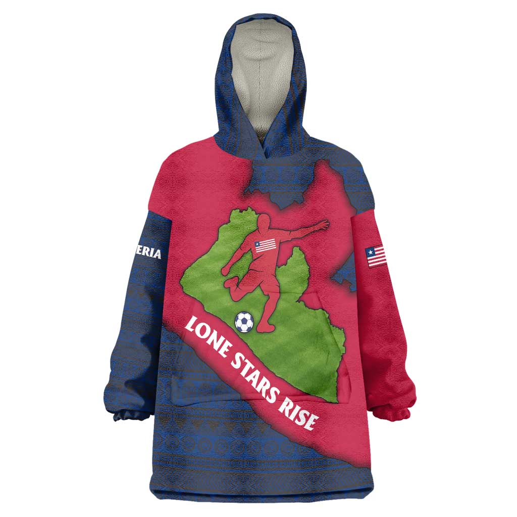Liberia Lone Stars Rise Football Wearable Blanket Hoodie with Map Graphic and National Flag Design