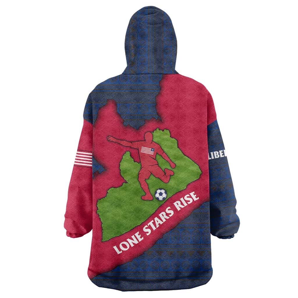 Liberia Lone Stars Rise Football Wearable Blanket Hoodie with Map Graphic and National Flag Design