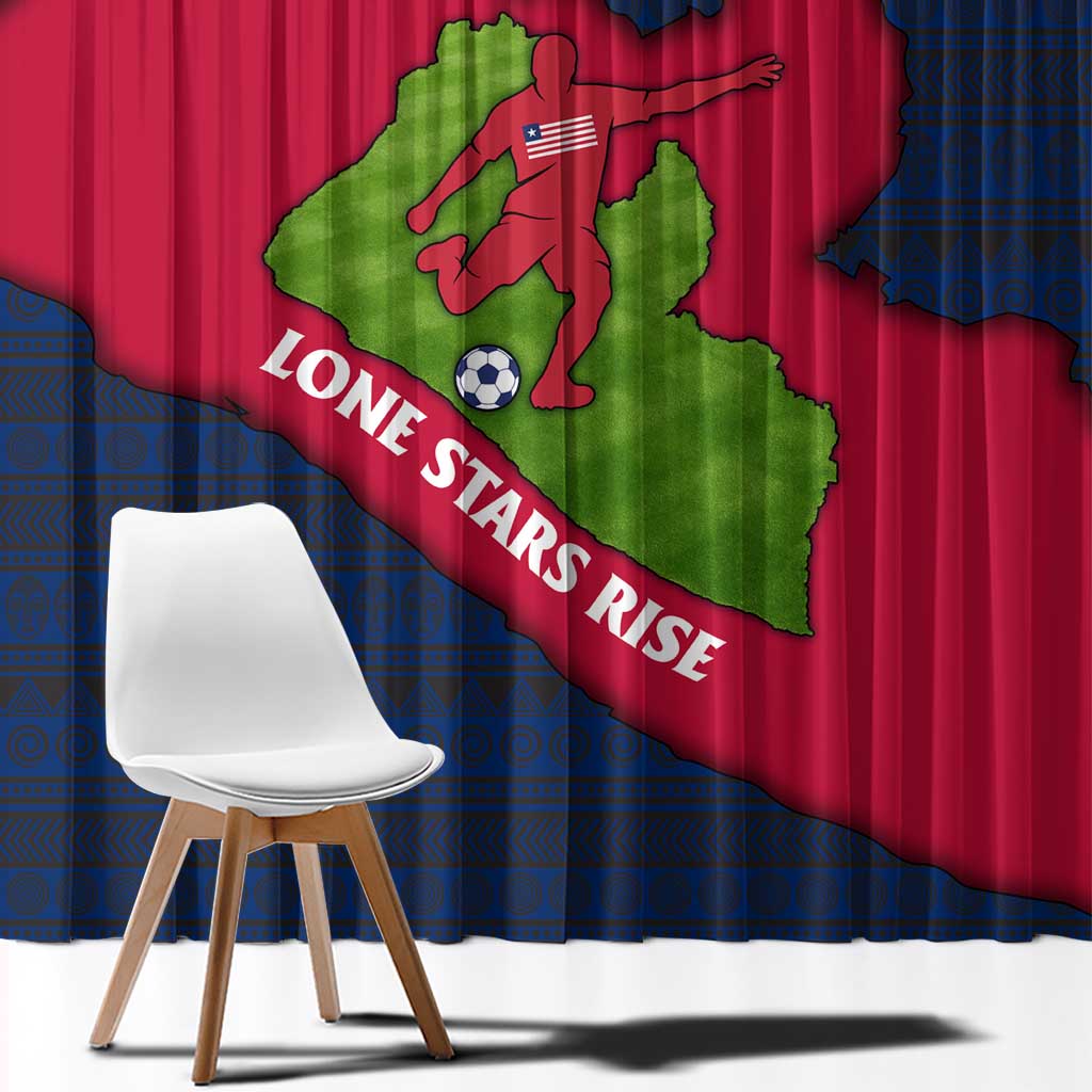 Liberia Lone Stars Rise Football Window Curtain with Map Graphic and National Flag Design