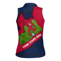 Liberia Lone Stars Rise Football Women Sleeveless Polo Shirt with Map Graphic and National Flag Design