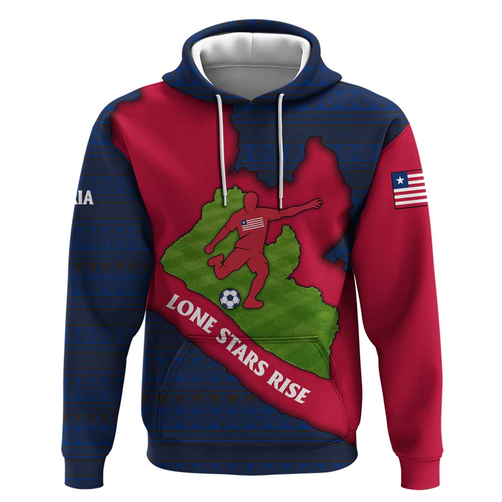 Liberia Lone Stars Rise Football Zip Hoodie with Map Graphic and National Flag Design