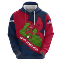 Liberia Lone Stars Rise Football Zip Hoodie with Map Graphic and National Flag Design