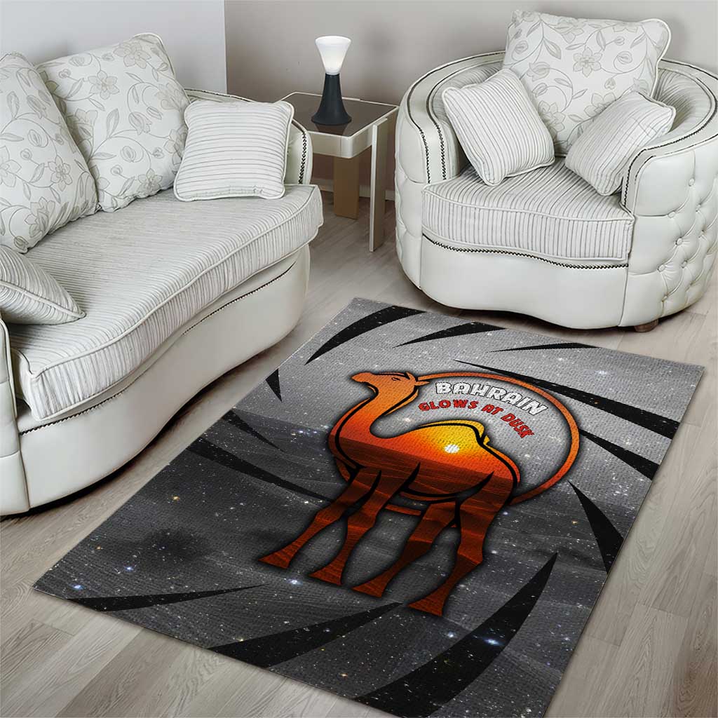 Bahrain Desert Camel Area Rug with Sunset Glow and Starry Sky
