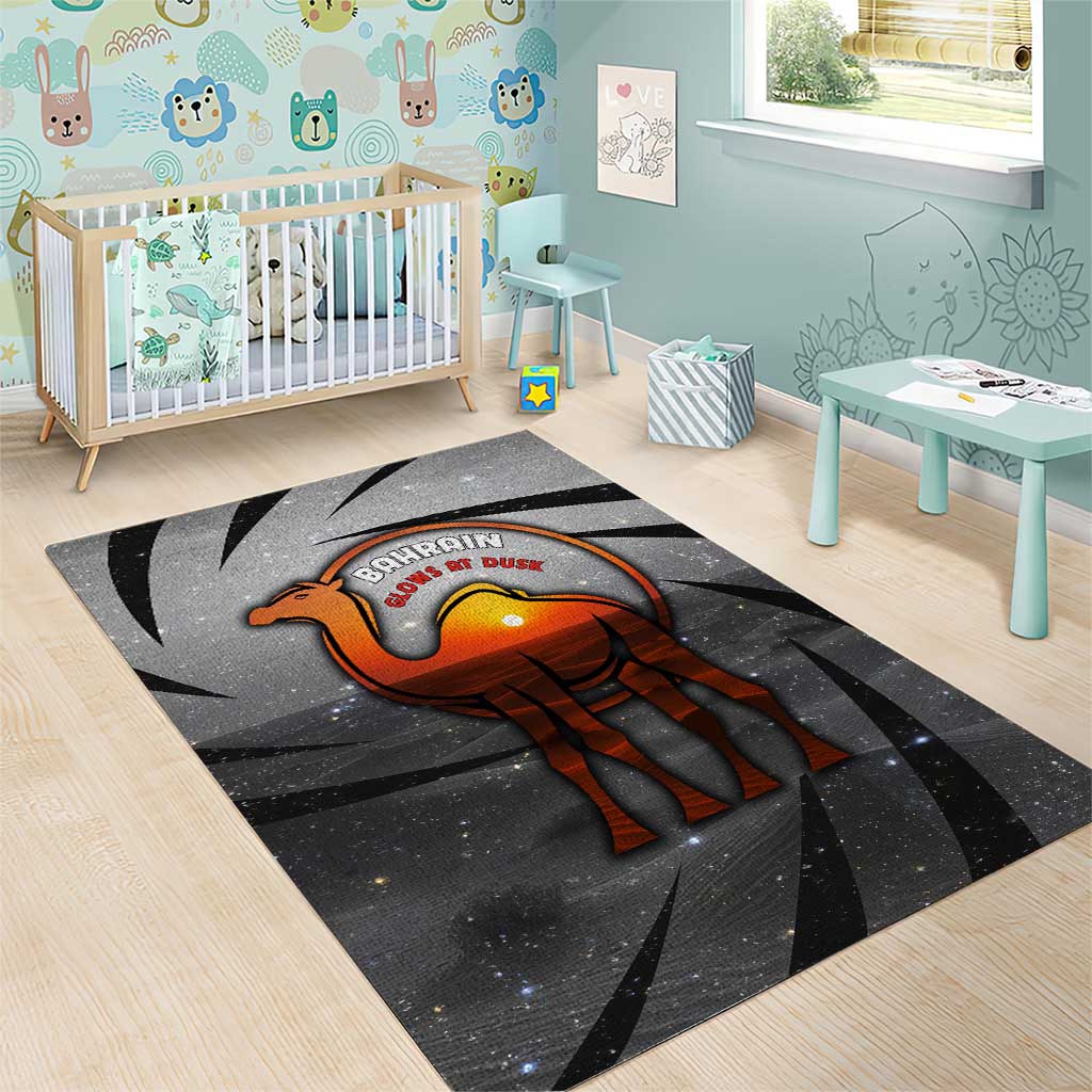 Bahrain Desert Camel Area Rug with Sunset Glow and Starry Sky
