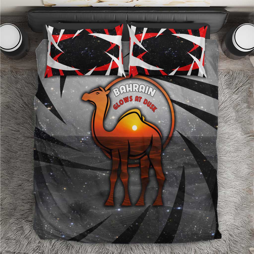 Bahrain Desert Camel Bedding Set with Sunset Glow and Starry Sky