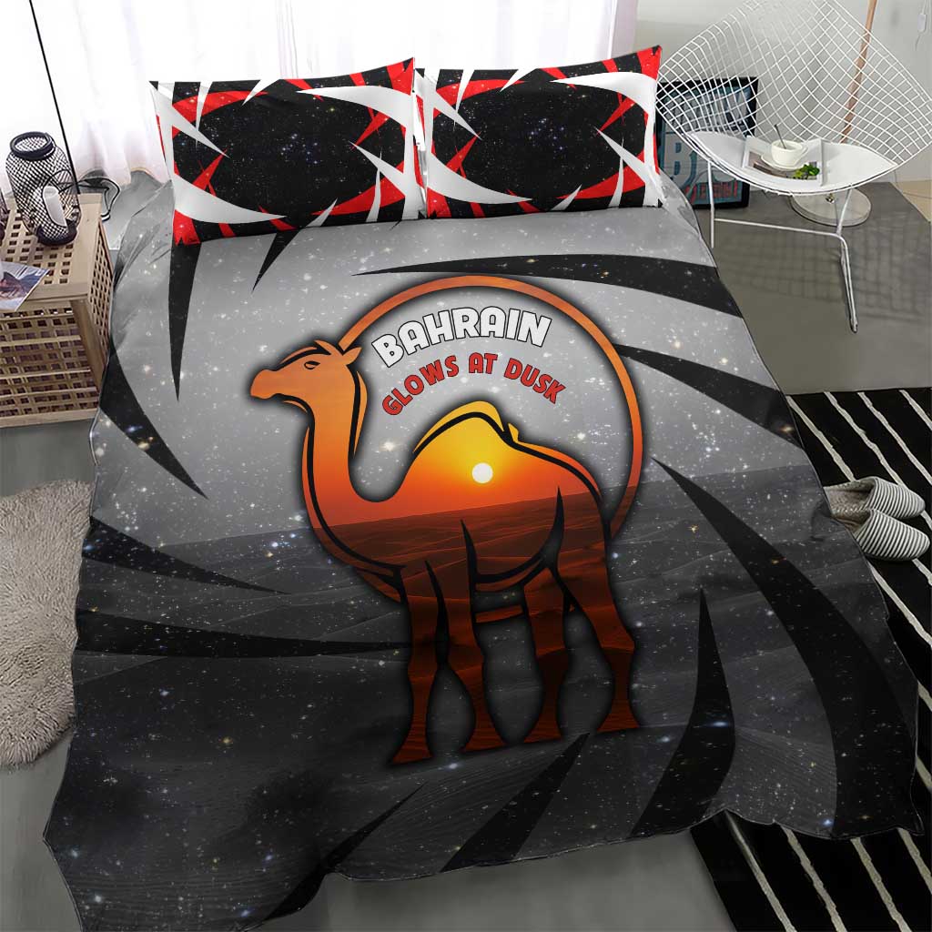 Bahrain Desert Camel Bedding Set with Sunset Glow and Starry Sky