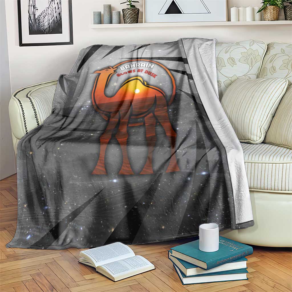 Bahrain Desert Camel Blanket with Sunset Glow and Starry Sky