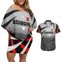 Bahrain Desert Camel Couples Matching Off Shoulder Short Dress and Hawaiian Shirt with Sunset Glow and Starry Sky