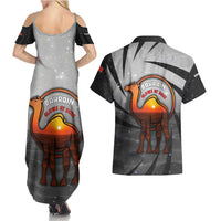 Bahrain Desert Camel Couples Matching Summer Maxi Dress and Hawaiian Shirt with Sunset Glow and Starry Sky