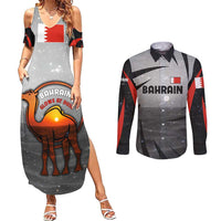 Bahrain Desert Camel Couples Matching Summer Maxi Dress and Long Sleeve Button Shirt with Sunset Glow and Starry Sky