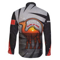 Bahrain Desert Camel Family Matching Off The Shoulder Long Sleeve Dress and Hawaiian Shirt with Sunset Glow and Starry Sky