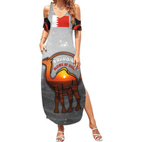 Bahrain Desert Camel Family Matching Summer Maxi Dress and Hawaiian Shirt with Sunset Glow and Starry Sky