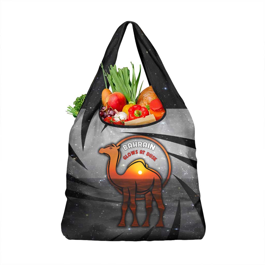 Bahrain Desert Camel Grocery Bag with Sunset Glow and Starry Sky