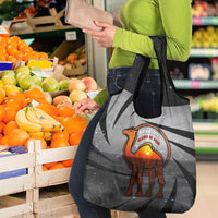 Bahrain Desert Camel Grocery Bag with Sunset Glow and Starry Sky