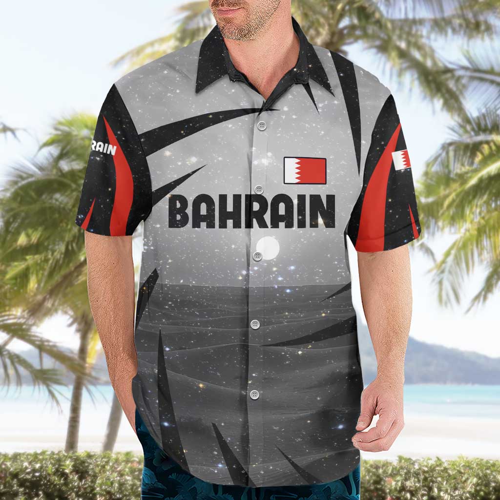 Bahrain Desert Camel Hawaiian Shirt with Sunset Glow and Starry Sky