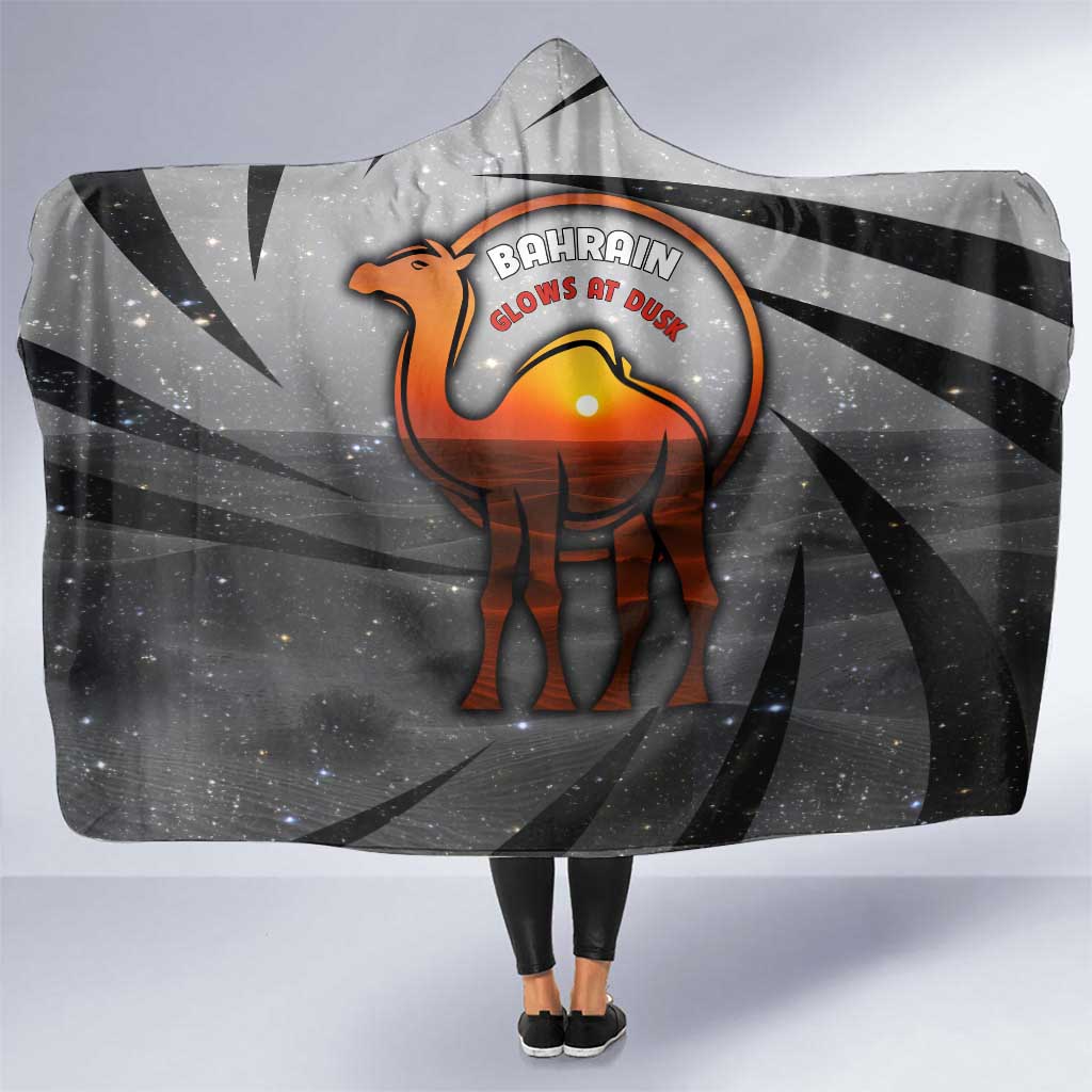 Bahrain Desert Camel Hooded Blanket with Sunset Glow and Starry Sky