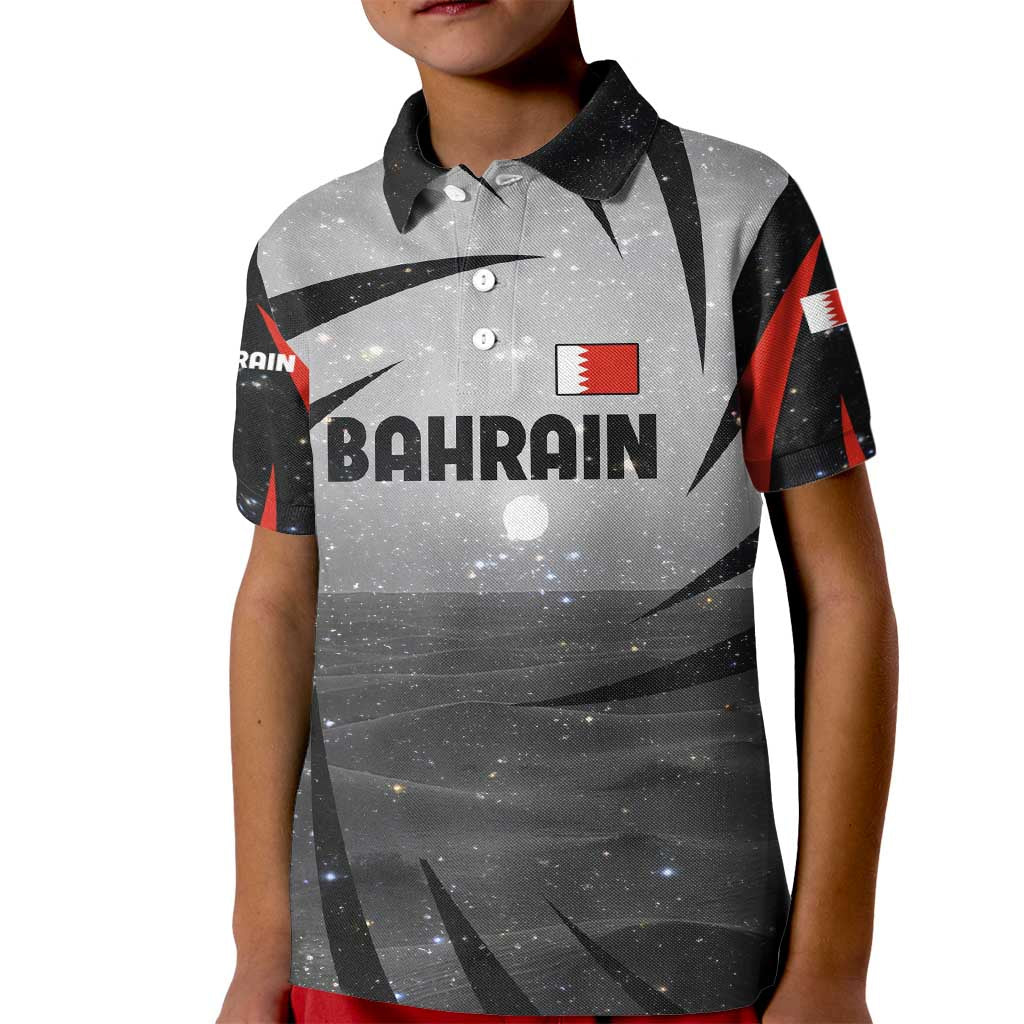 Bahrain Desert Camel Kid Polo Shirt with Sunset Glow and Starry Sky