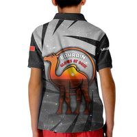 Bahrain Desert Camel Kid Polo Shirt with Sunset Glow and Starry Sky
